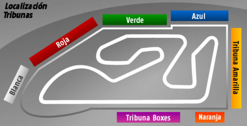 Tribünenplan der Ricardo Tormo Rennstrecke in Cheste