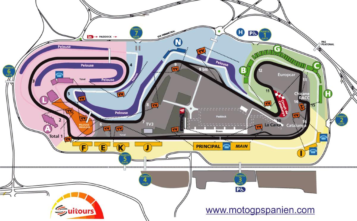 Tribünen-Plan Circuit de Barcelona-Catalunya