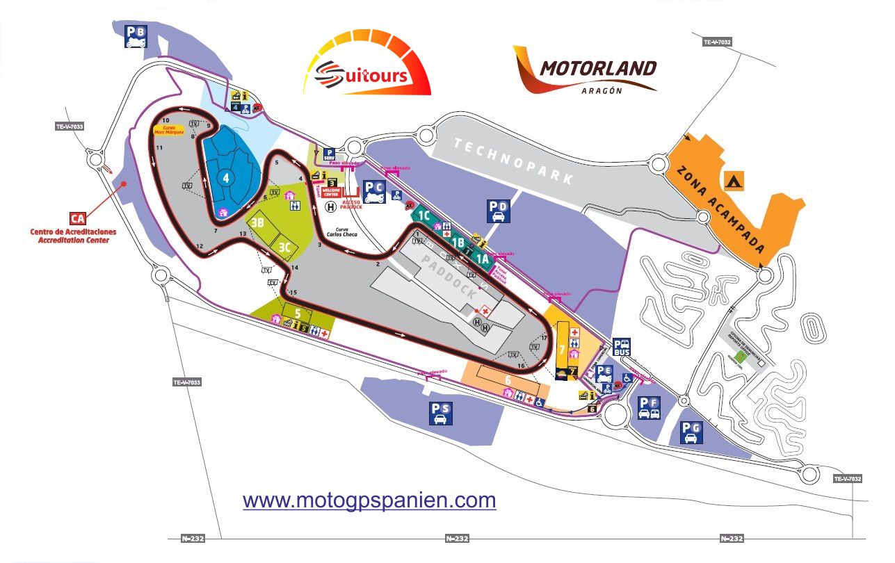 Tribünen-Ansicht der Motorland-Rennstrecke